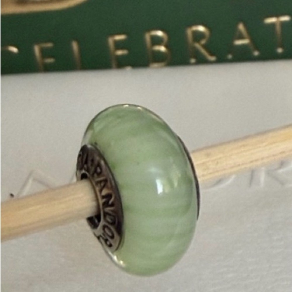 Pandora Milky Mint Green Murano Charm RETIRED